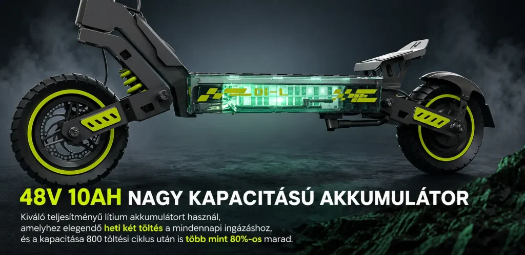 48V 10Ah akkumulátor – hosszú élettartam, kevés töltés
